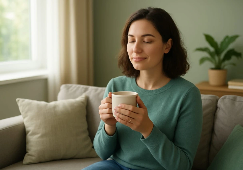 Woman practicing relaxation and mental wellness